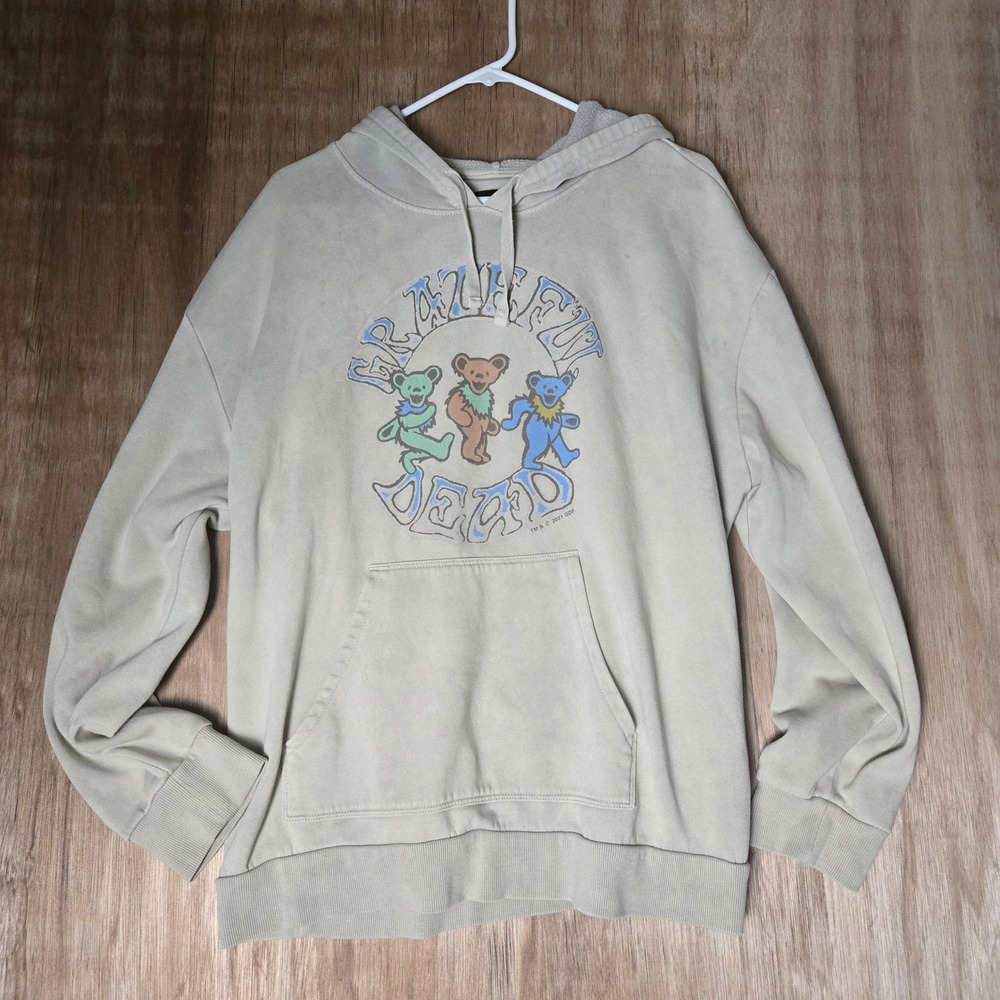Junk Food Grateful Dead Dancing Bears Hoodie XL Sage Green Pullover Graphic